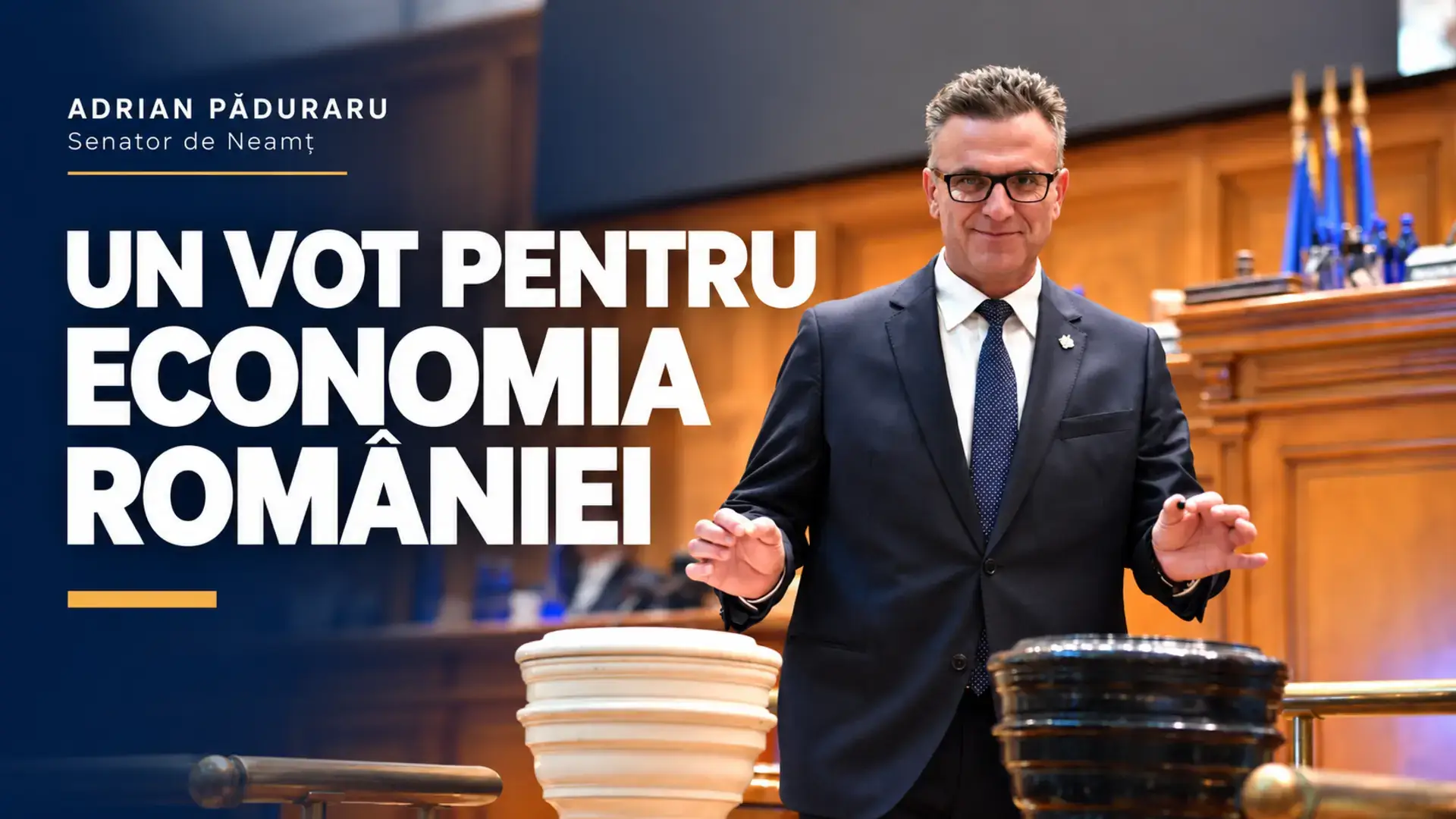 Adrian Păduraru la vot în Parlament, pe coperta despre susținerea economiei României