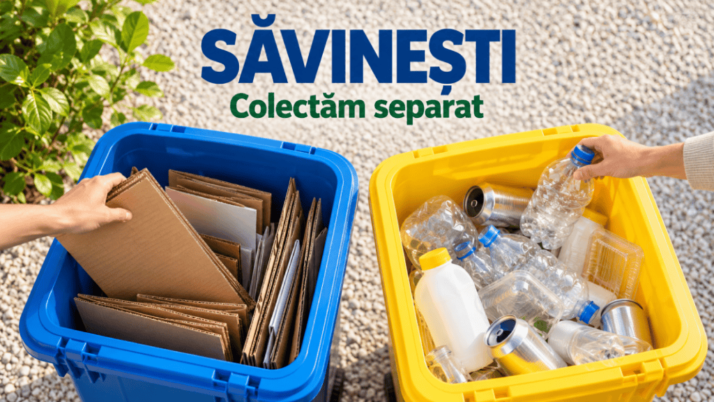 Program separat pentru populație și firme la Săvinești: când se scot pubelele