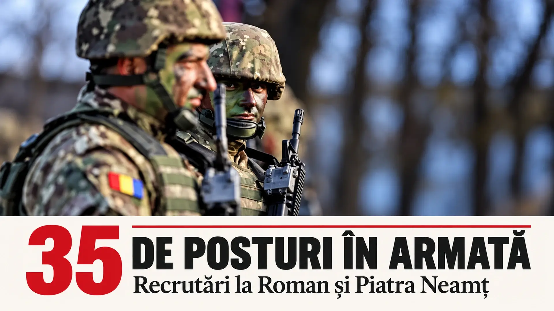 Militari români pe coperta articolului despre recrutarea de soldați și gradați profesioniști în Neamț