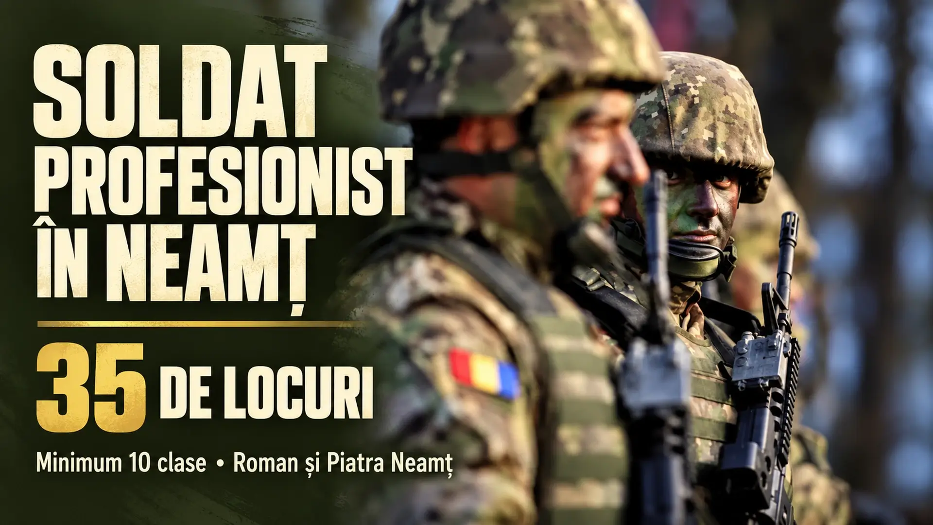 Militari români pe coperta articolului despre recrutarea de soldați și gradați profesioniști în Neamț