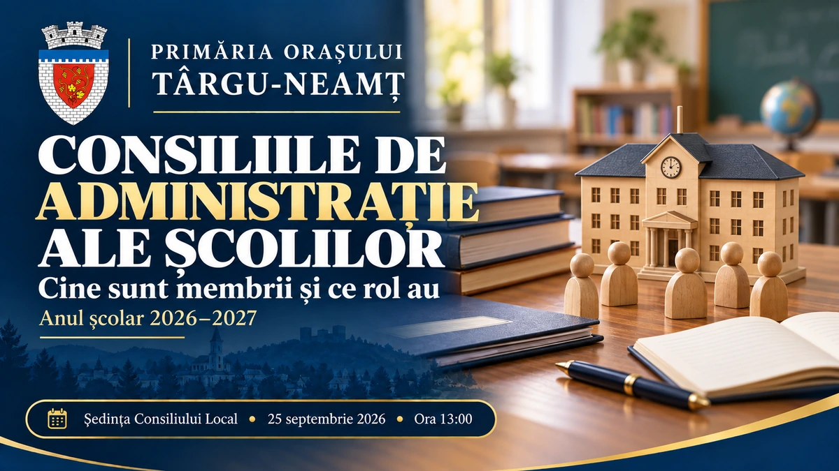 Imagine ilustrativă despre reprezentanții Consiliului Local în consiliile de administrație ale școlilor din Târgu-Neamț pentru anul școlar 2026–2027