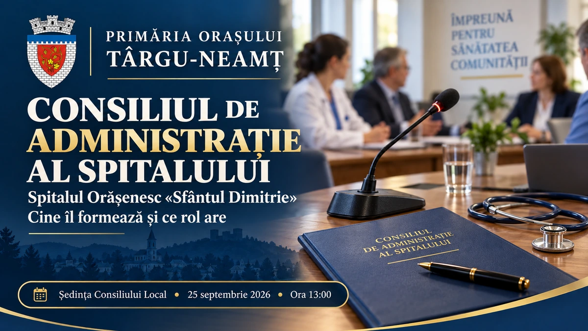 Ilustrație despre componența și rolul Consiliului de administrație al Spitalului Orășenesc Sfântul Dimitrie Târgu-Neamț