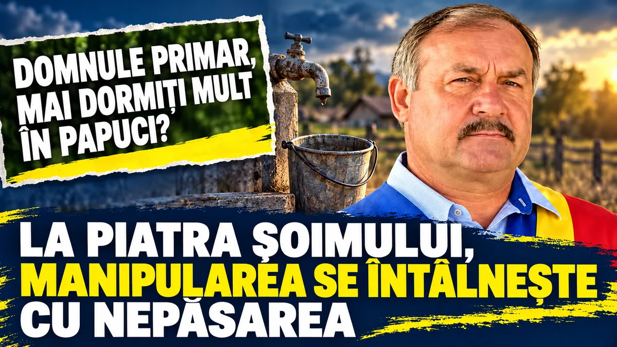Copertă: La Piatra Șoimului, manipularea se întâlnește cu nepăsarea. Fotomontaj realizat pornind de la afișul prezentat în articol.