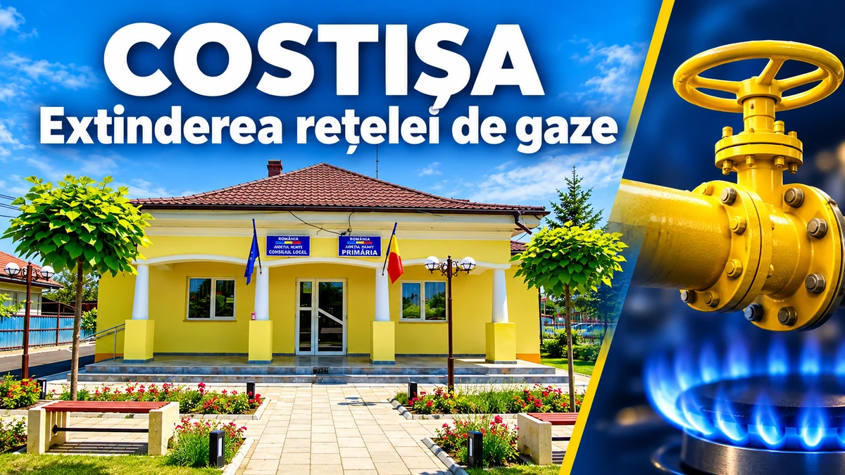 Primăria Costișa și elemente ilustrative ale unei rețele de gaze naturale