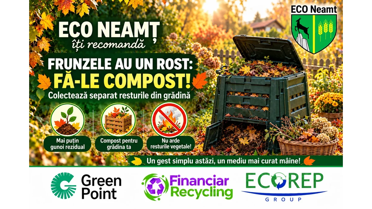 ECO Neamț și partenerii săi recomandă colectarea separată și compostarea resturilor vegetale