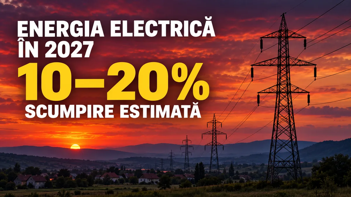 Ilustrație: scumpire estimată a energiei electrice cu 10–20% în 2027.