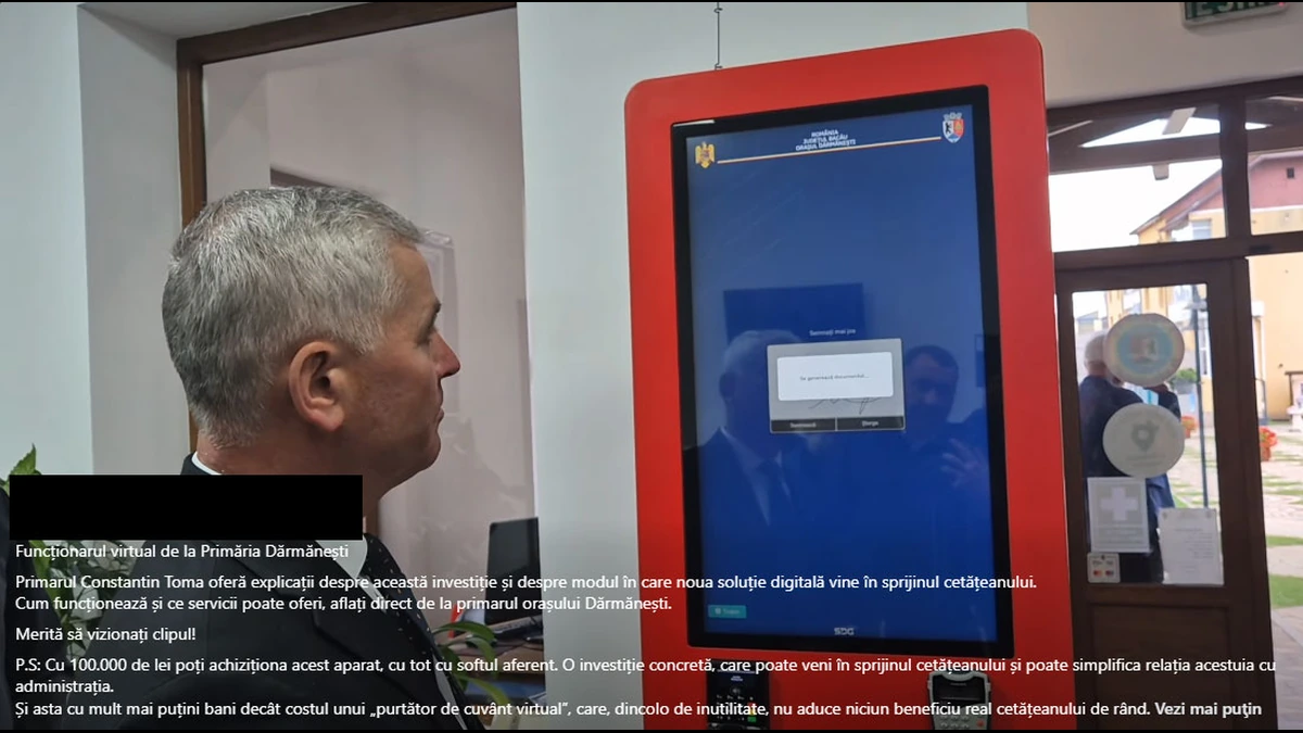 Terminalul de autoservire prezentat la Primăria Dărmănești