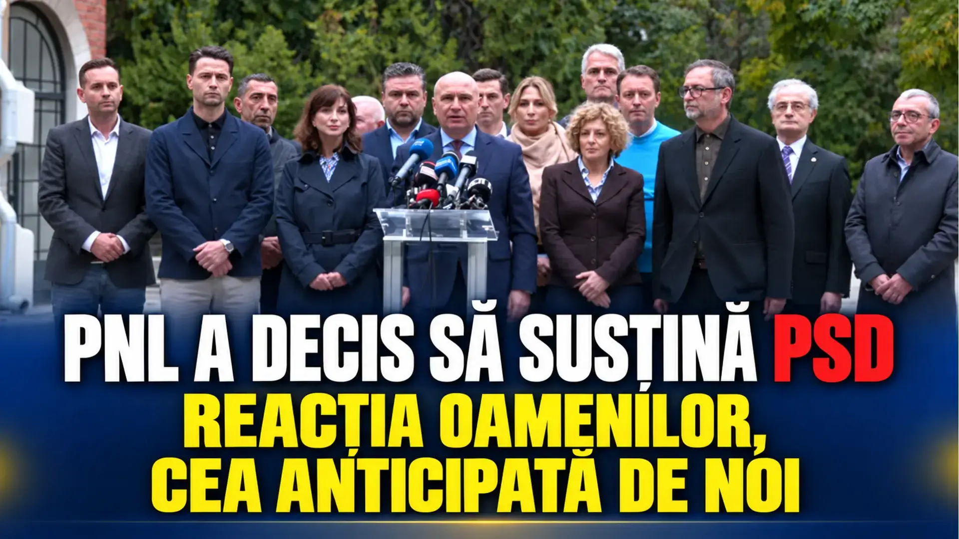 Conducerea PNL la conferința de presă, pe coperta articolului despre reacțiile critice la susținerea Guvernului Niculescu.