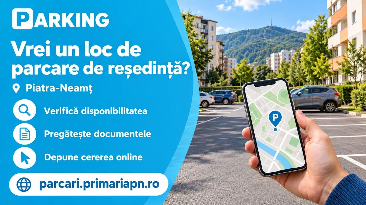 Parking Piatra-Neamț: verifică disponibilitatea, pregătește documentele și depune cererea online.