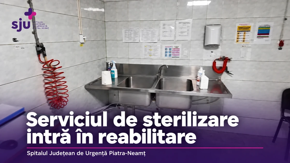 Zona de spălare din serviciul de sterilizare de la Spitalul Județean Piatra-Neamț