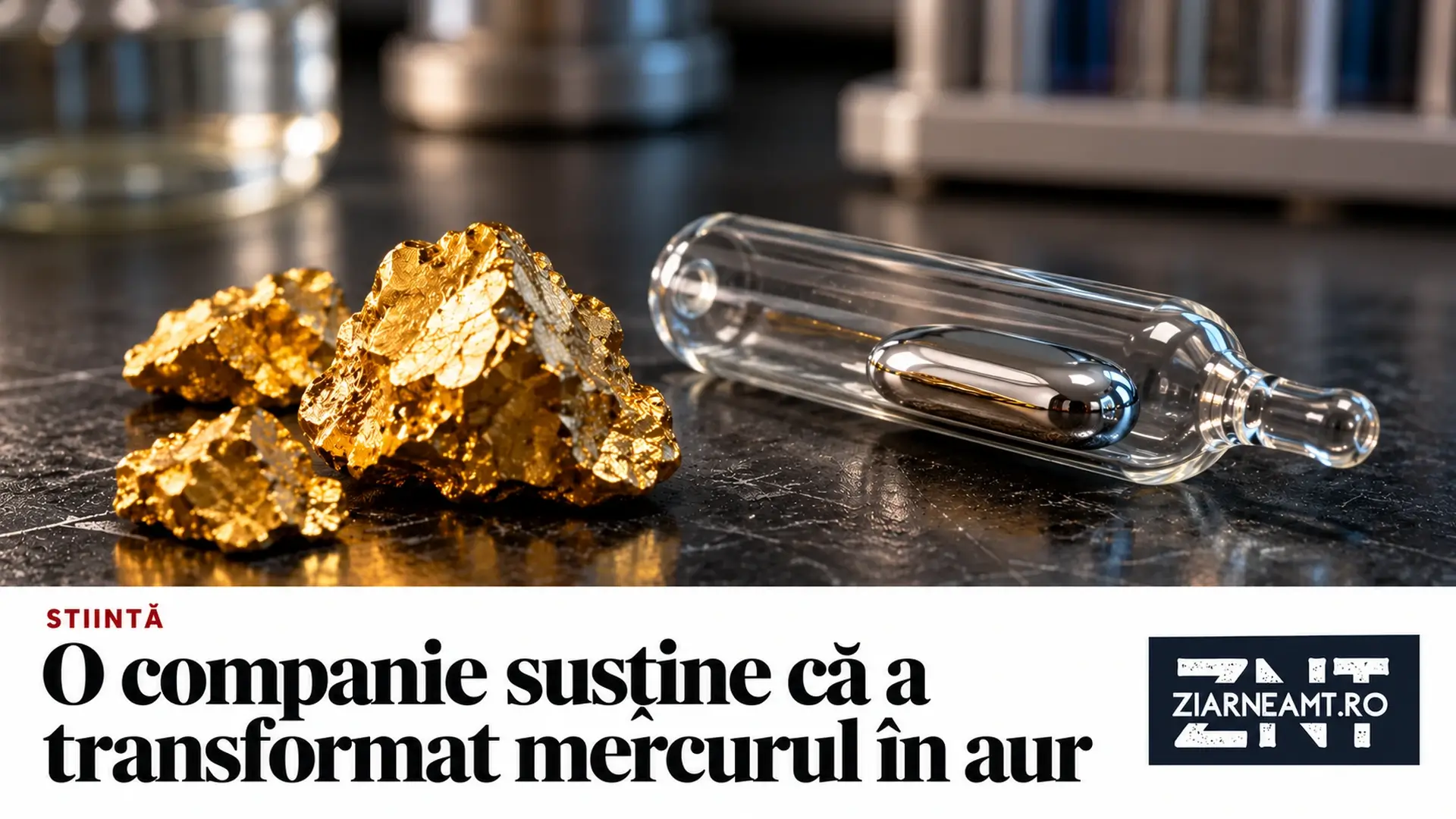 Aur și o probă de mercur într-un recipient închis, pe coperta Ziar Neamț